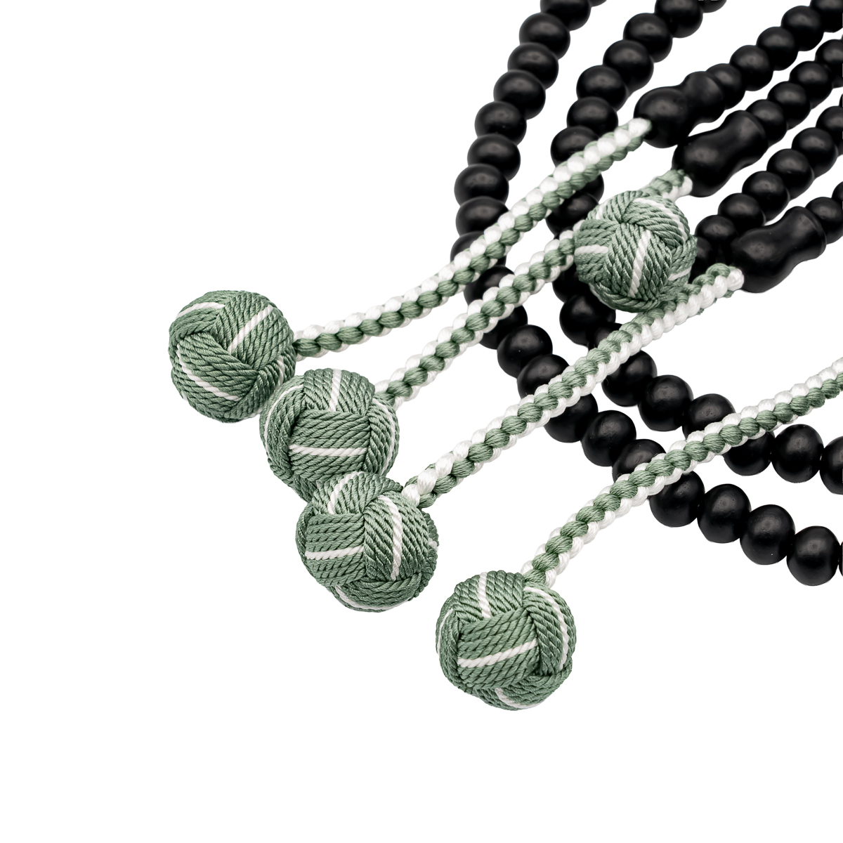 黒檀素挽 八葉蓮華彫り 数珠 尺寸（大・男性向け） 木 カガリ梵天 若草