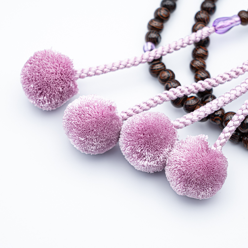 鉄刀木 紫水晶仕立 数珠 8寸（小・女性向け） 木 菊房 創価学会念珠