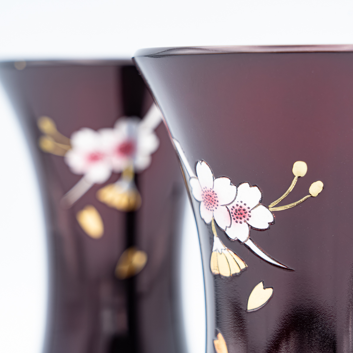花立 キネ型 銅器 4寸 桜ワイン 一対（2本セット） 高さ 15.5cm 創価