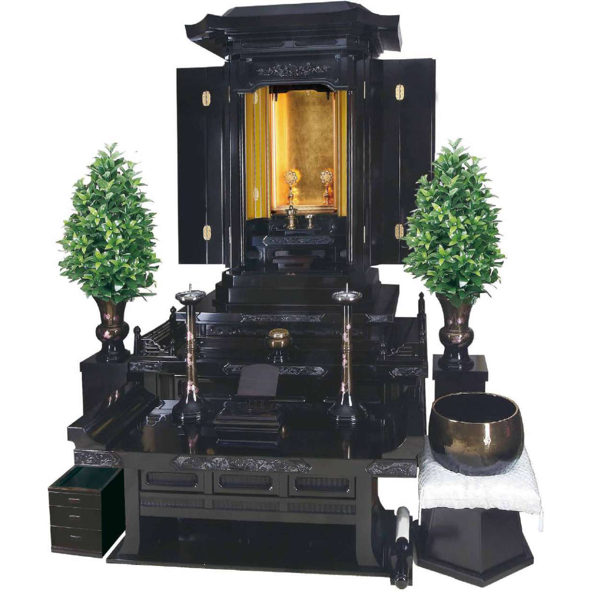 厨子型仏壇王者｜黒檀｜徳島仏壇｜自動扉｜個人会館｜特別特装御本尊