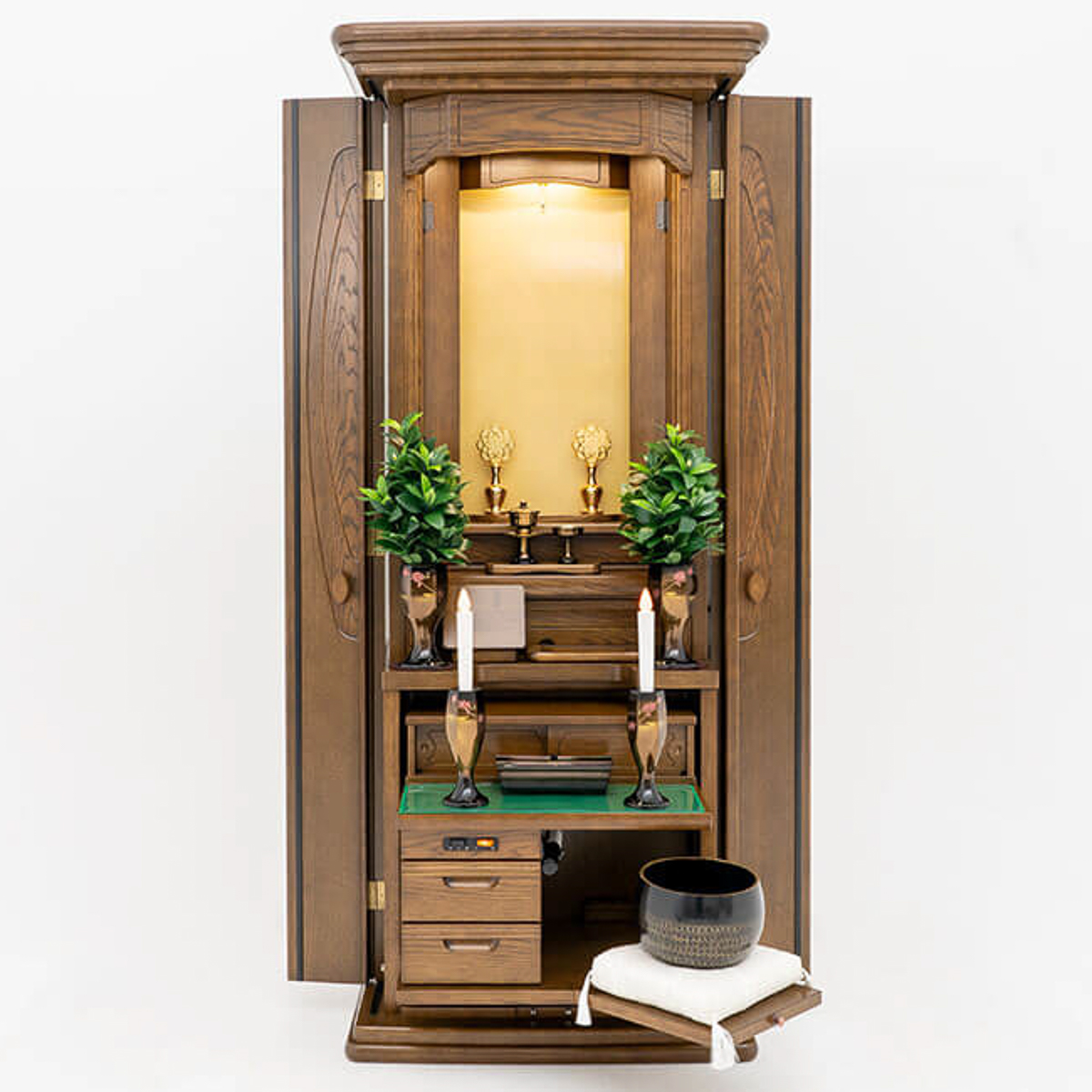 家具調仏壇オリエンタルウッド｜ナラ｜徳島仏壇｜自動扉｜椅子対応｜特