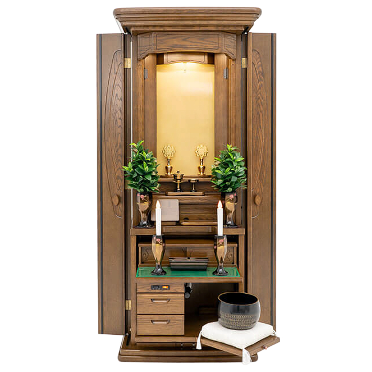 家具調仏壇オリエンタルウッド｜ナラ｜徳島仏壇｜自動扉｜椅子対応｜特