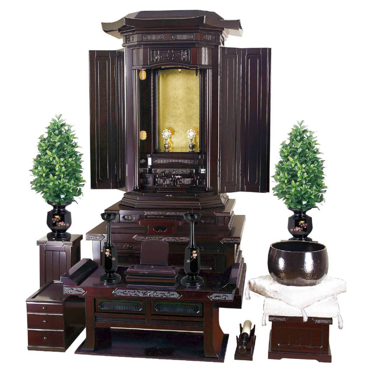 厨子型仏壇旭日｜本紫檀｜徳島仏壇｜自動扉｜個人会館｜特別特装御本尊