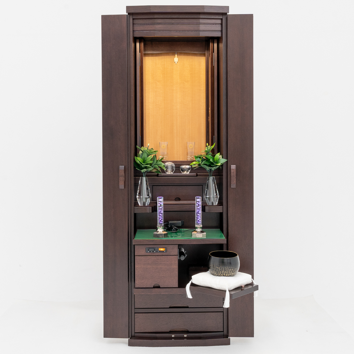 家具調仏壇フローラ｜ウォールナット｜徳島仏壇｜自動扉｜特装御本尊