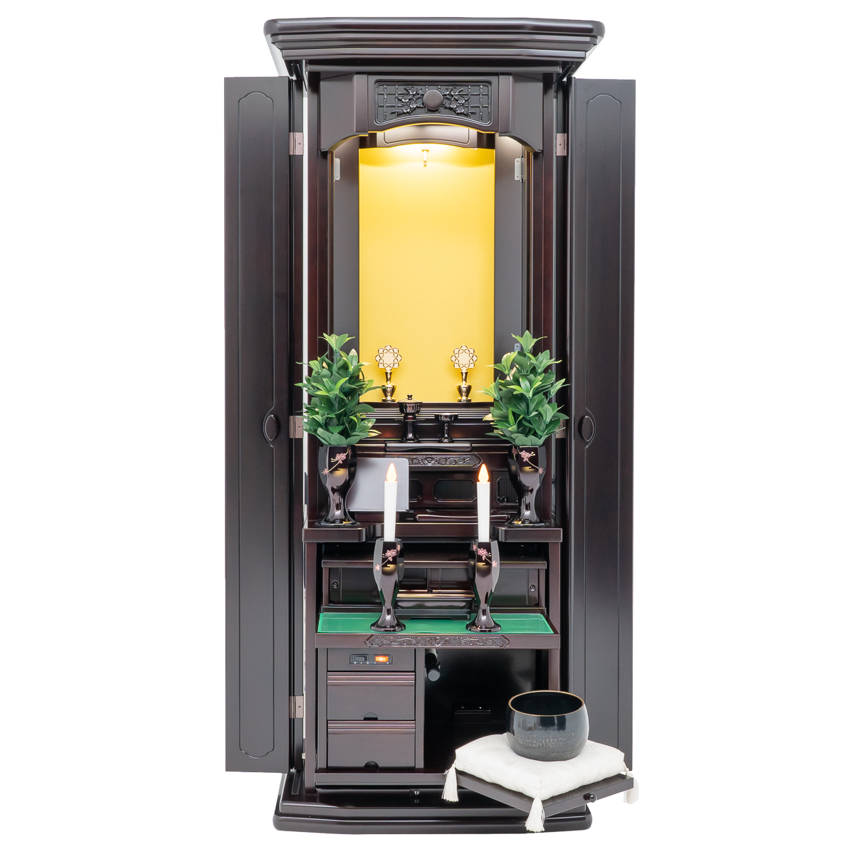 家具調仏壇ロマン｜紫檀｜徳島仏壇｜自動扉｜椅子対応｜特装御本尊対応