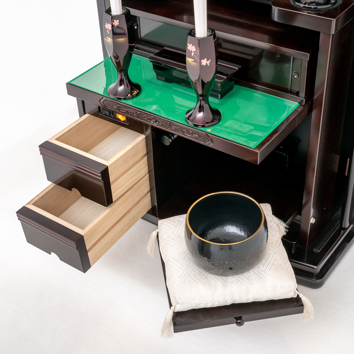 家具調仏壇ロマン｜紫檀｜徳島仏壇｜自動扉｜椅子対応｜特装御本尊対応