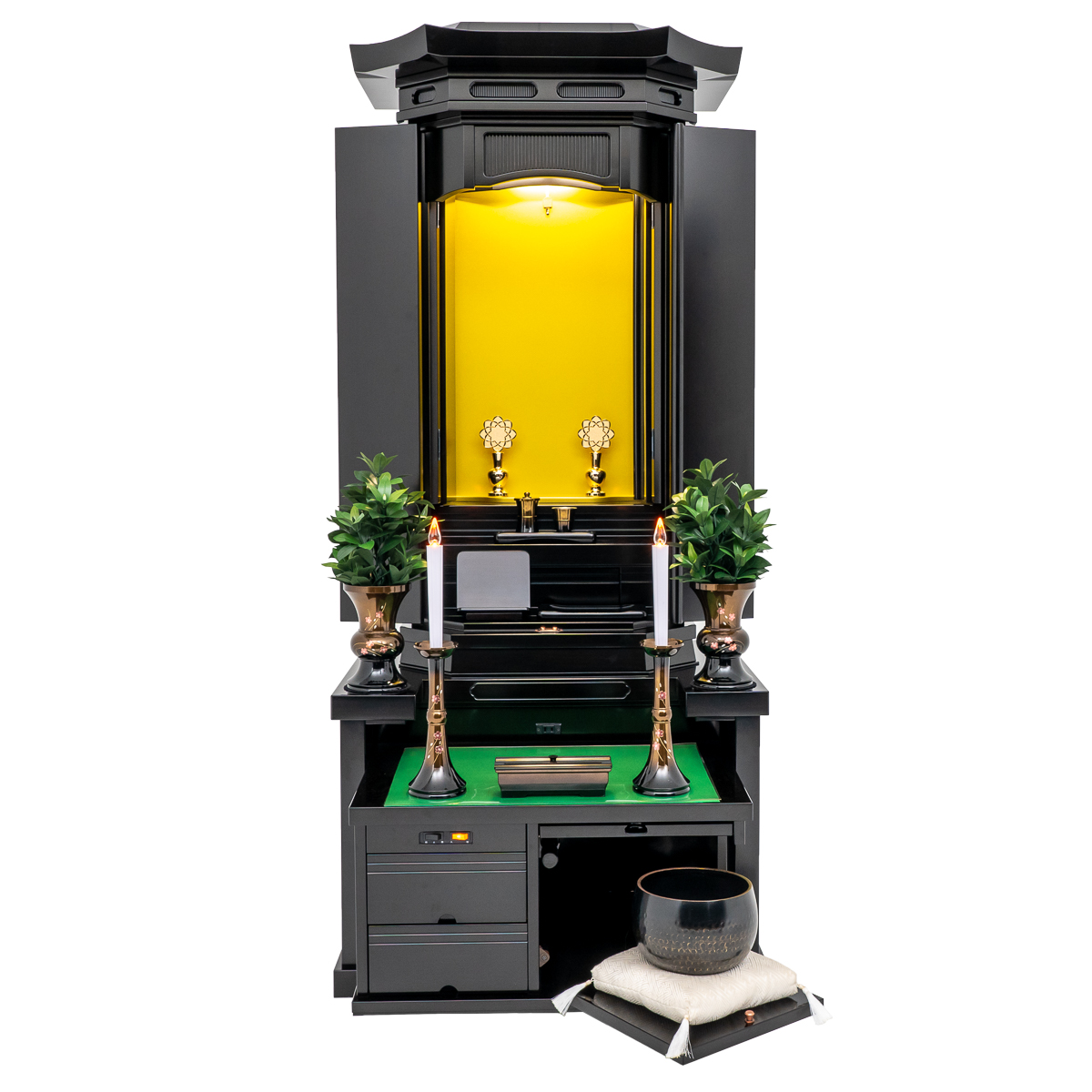 厨子型仏壇月光｜黒檀｜徳島仏壇｜自動扉｜経机収納型｜特別特装御本尊