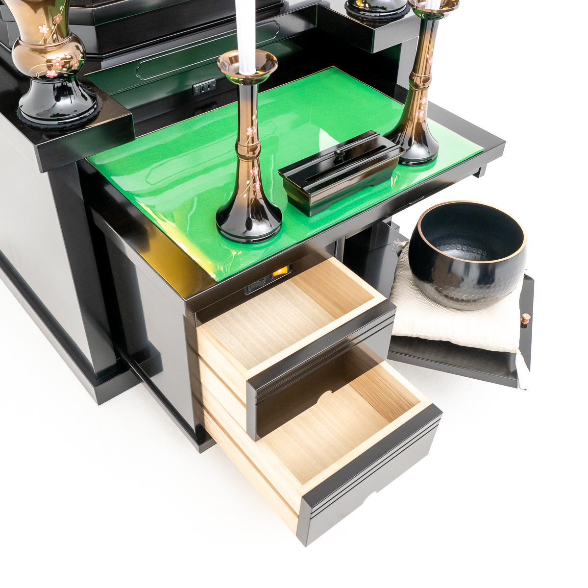 厨子型仏壇月光｜黒檀｜徳島仏壇｜自動扉｜経机収納型｜特別特装御本尊