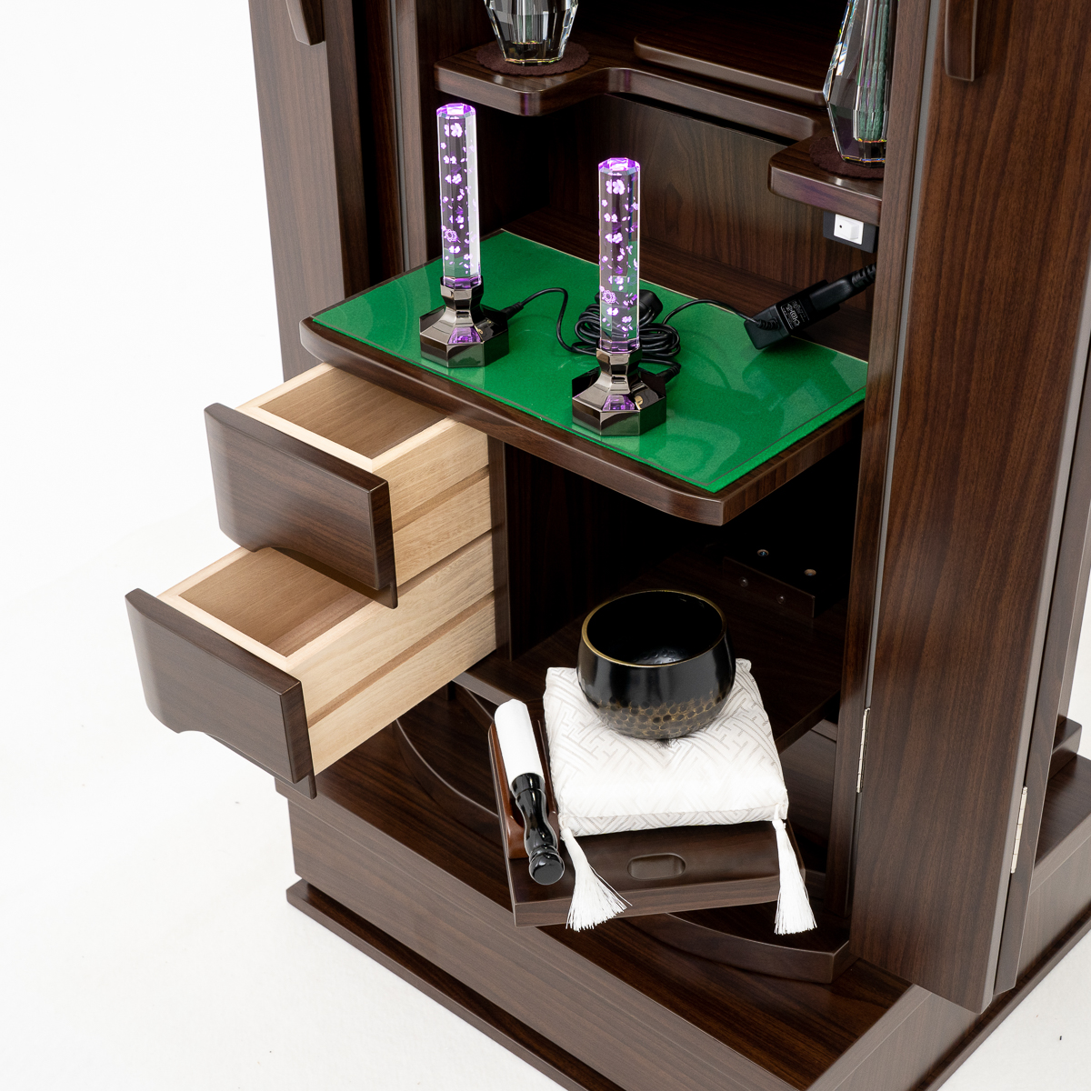 家具調仏壇レスペ｜ウォールナット調｜アクリル扉｜特装御本尊対応