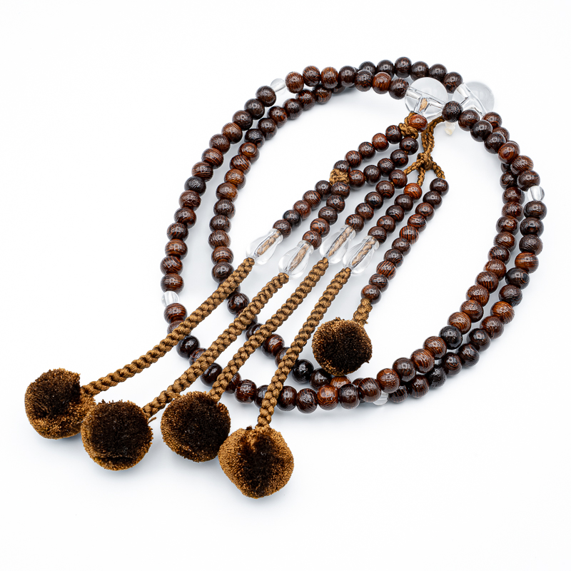 鉄刀木 水晶仕立 軸単色 数珠 尺寸（大・男性向け） 木 菊房 創価学会