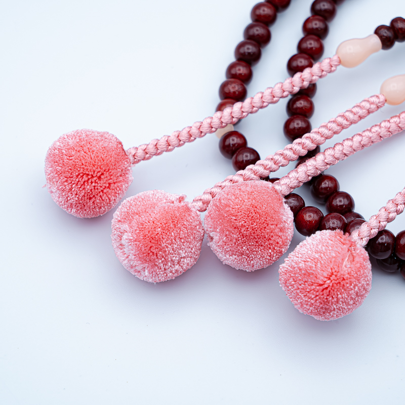 紅梅 ピンク珊瑚仕立 数珠 8寸（小・女性向け） 木 菊房 創価学会念珠