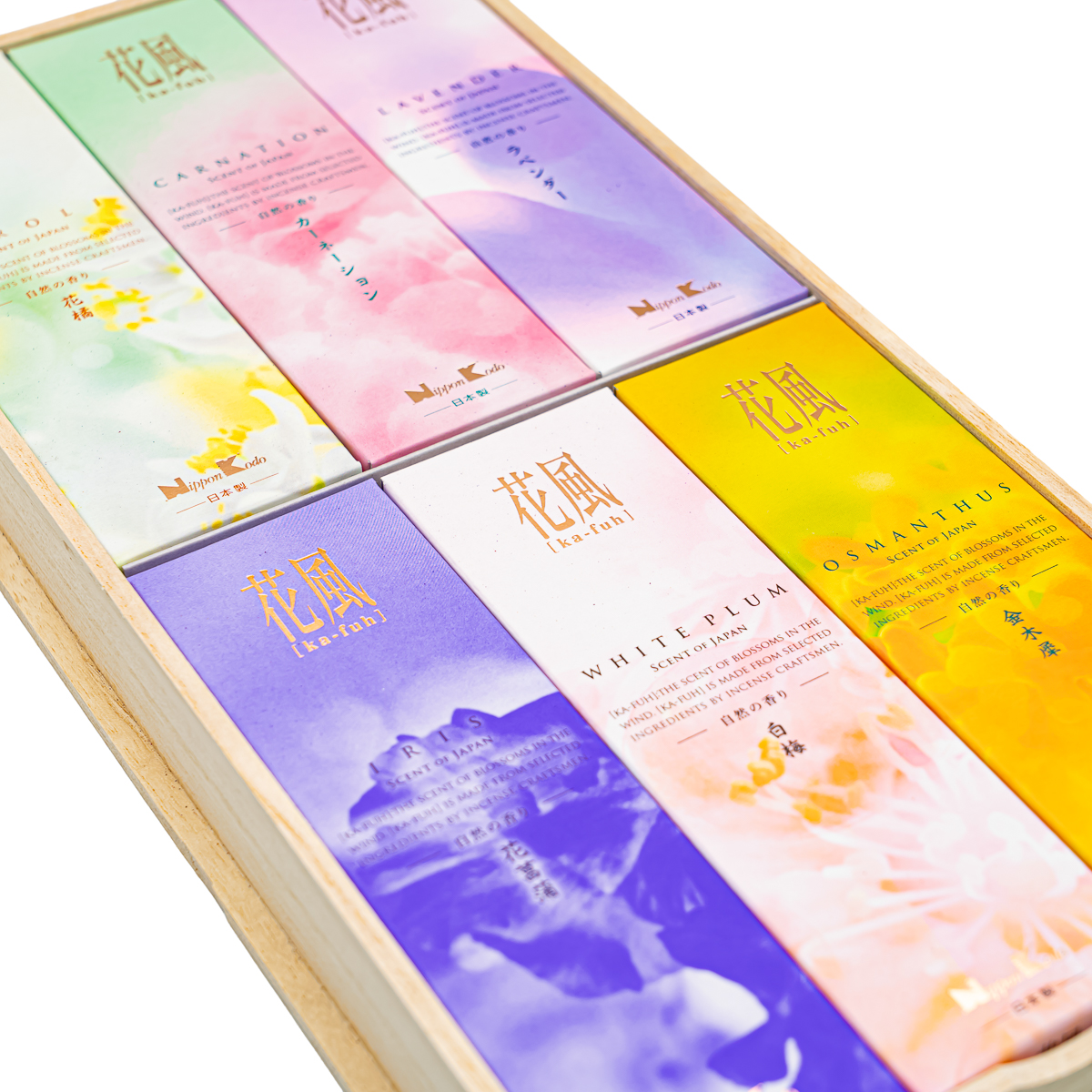 進物用 花風 桐箱入 六種 金木犀/花菖蒲/カーネーション/ラベンダー