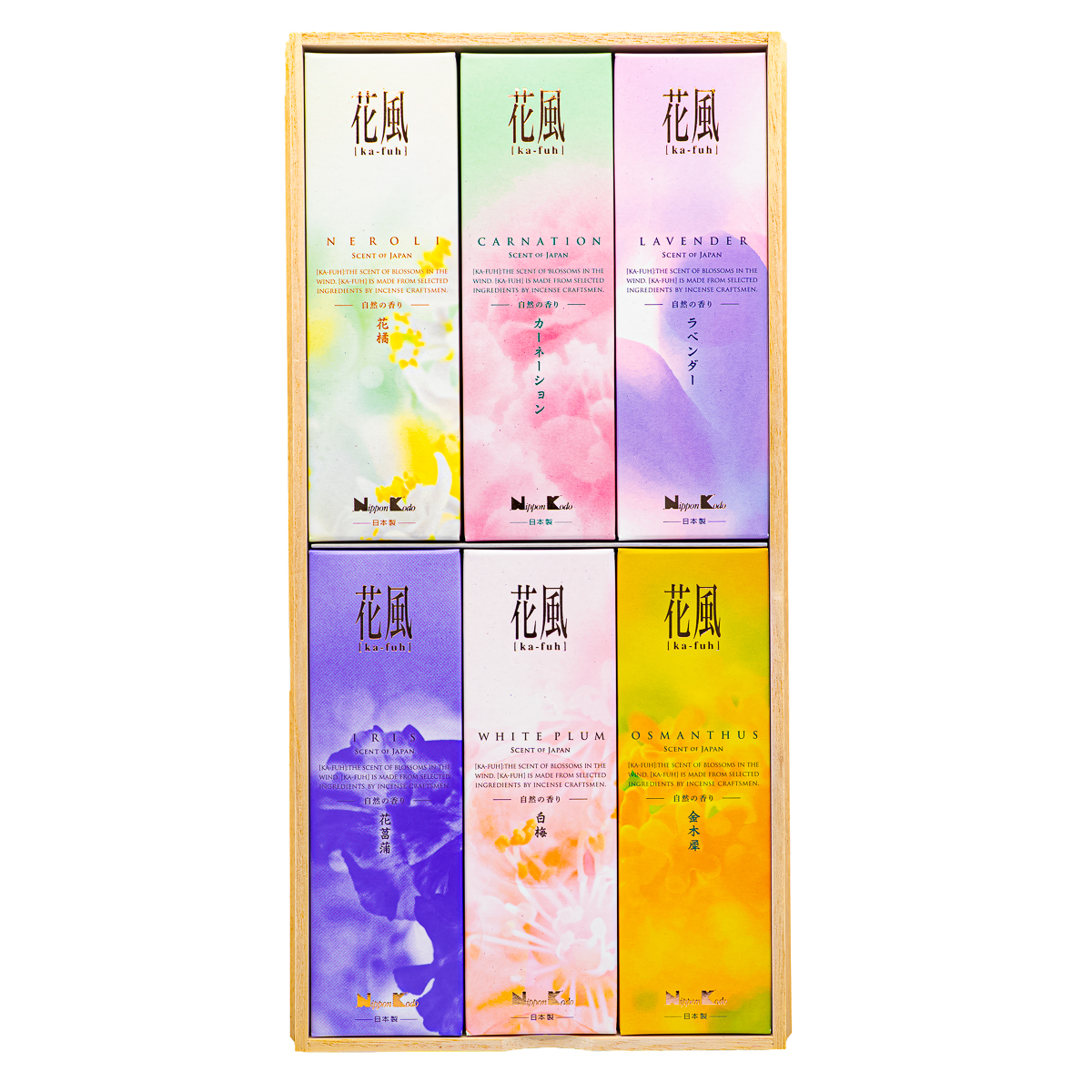 進物用 花風 桐箱入 六種 金木犀/花菖蒲/カーネーション/ラベンダー