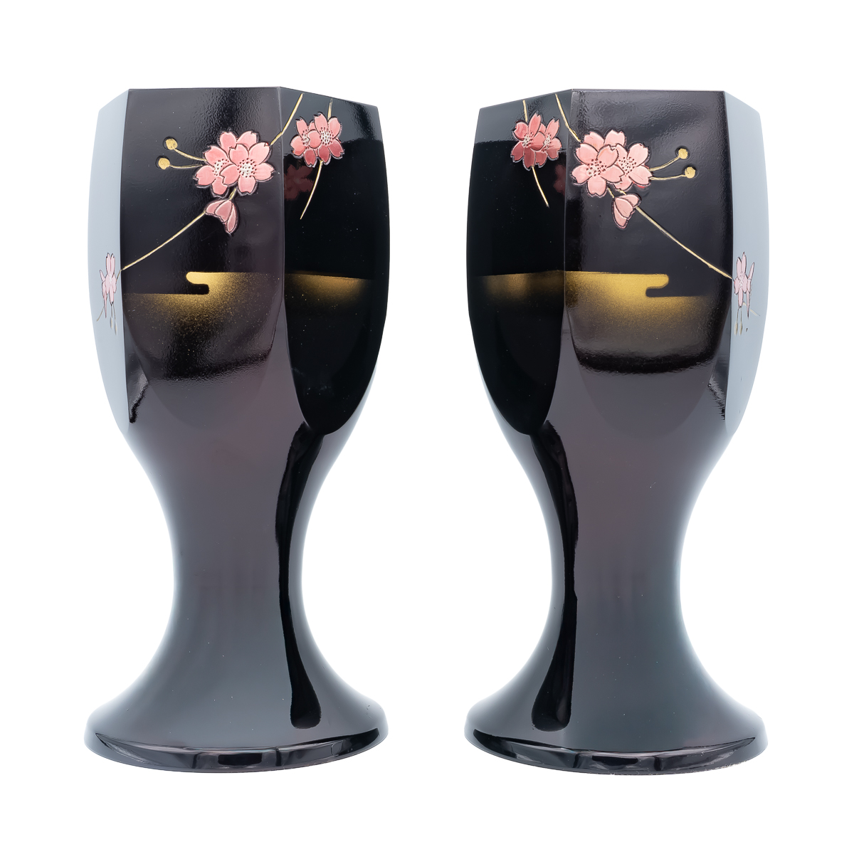 受注生産】花立 角グラス型 銅器 5.5寸 桜ワイン 一対（2本セット）高 