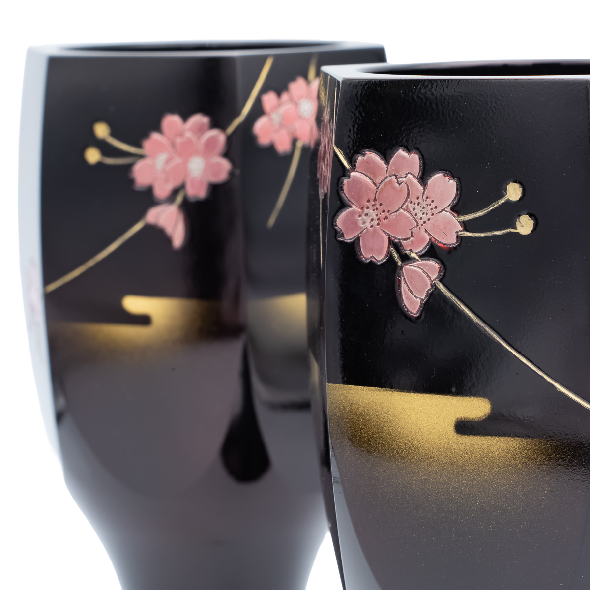 受注生産】花立 角グラス型 銅器 5.5寸 桜ワイン 一対（2本セット）高