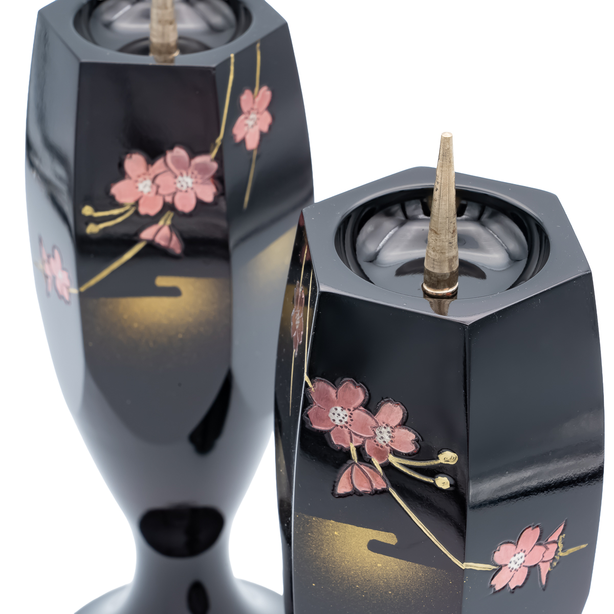 受注生産】灯立 角グラス型 銅器 6.0寸 桜 ワイン 一対（2本） 高さ