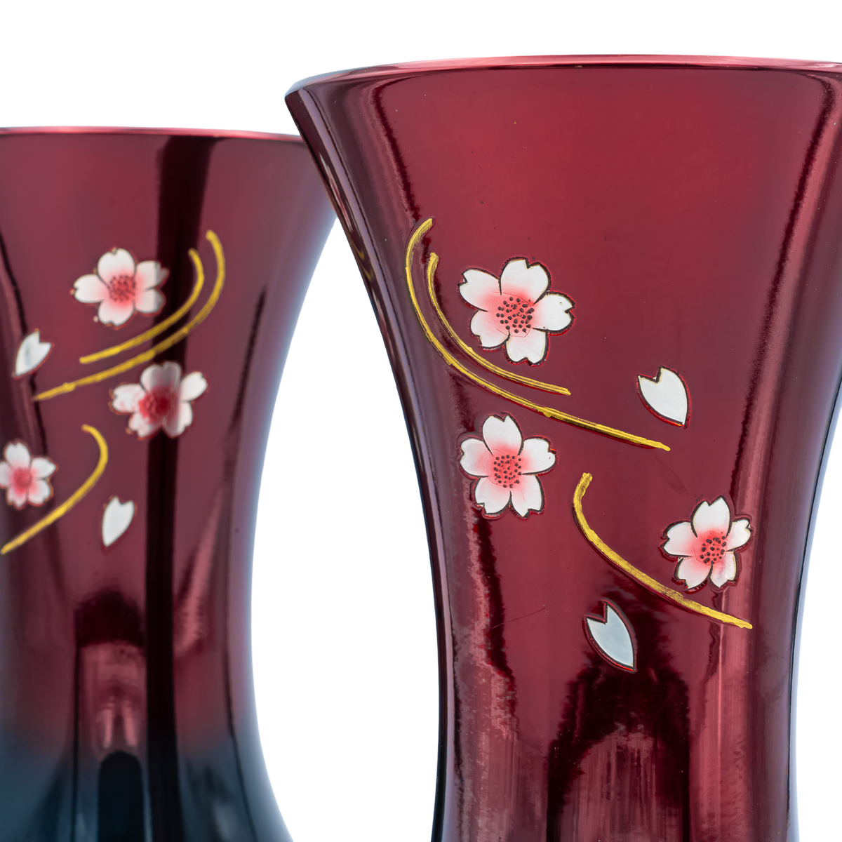 花立 キネ型 銅器 5寸 桜ワインボカシ 一対（2本セット）高さ 15.5cm