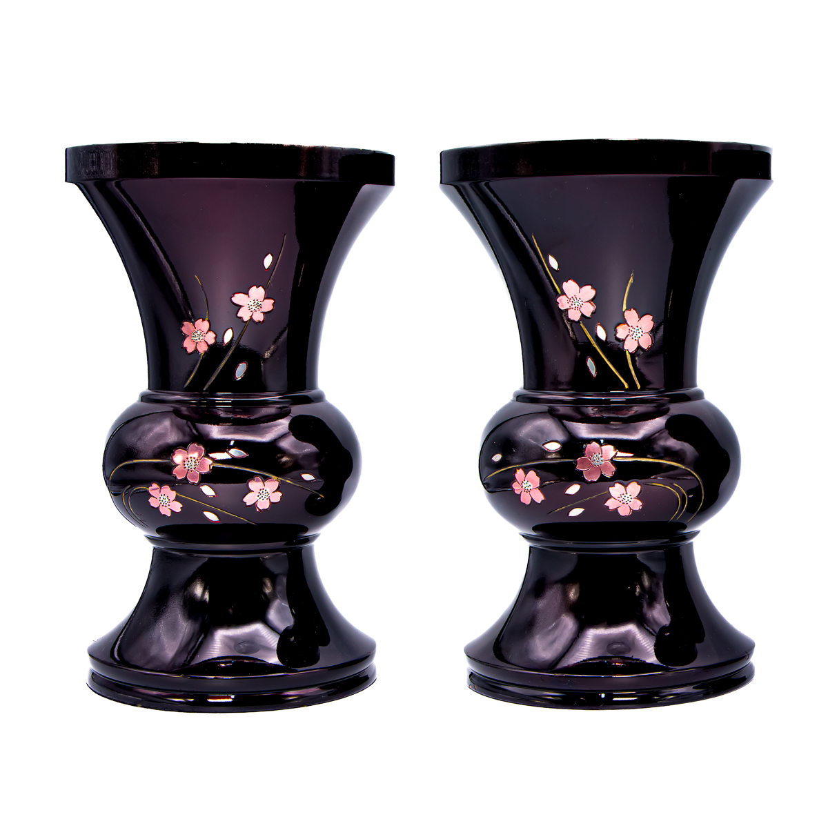 花立 会館型 銅器 6寸 桜ワイン 一対（2本セット） 創価学会仏具